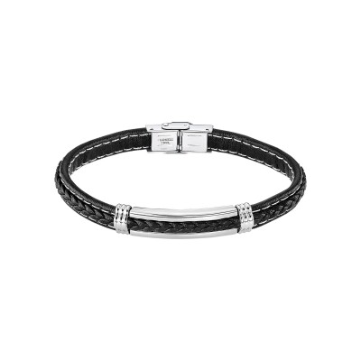 Bracelet Lotus Men Basic en acier et cuir