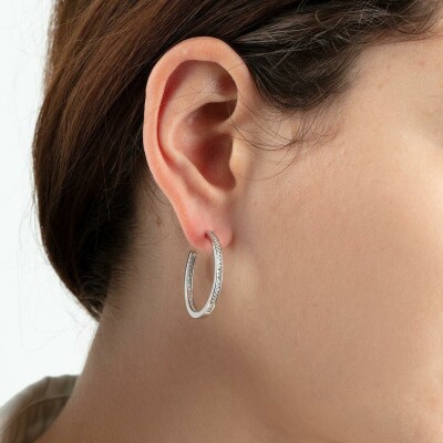 Boucles d'oreilles Lotus Silver Hoops en argent