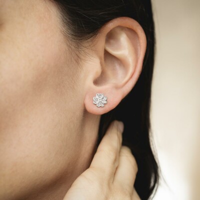 Boucles d'oreilles Lotus Silver Mystic Trèfle en argent