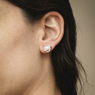 Boucles d'oreilles Lotus Silver Pearls en argent