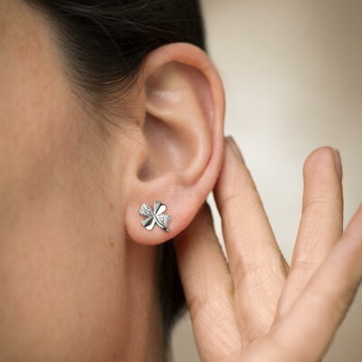 Boucles d'oreilles Lotus Silver Mystic Trèfle en argent