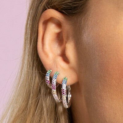 Boucles d'oreilles Lotus Silver Rainbow It Girl en argent