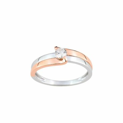 Bague en or blanc, or rose et diamant