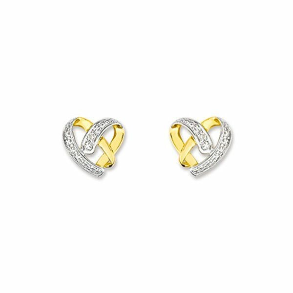 Boucles d'oreilles en or blanc, or jaune et diamants