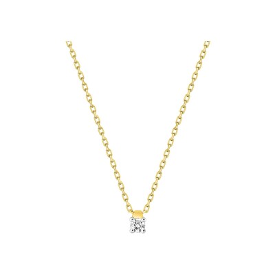 Collier en or jaune, or blanc et diamant 0.04ct