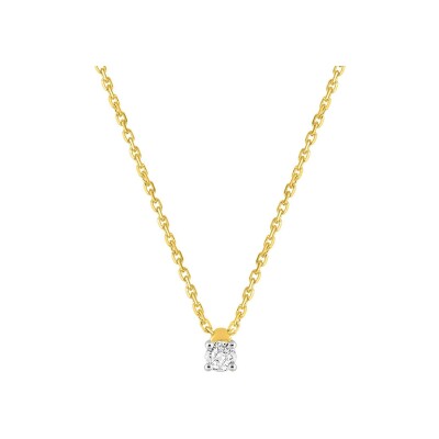 Collier en or jaune, or blanc et diamant 0.10ct