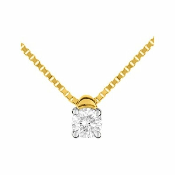 Collier en or jaune, or blanc et diamant de 0.15ct