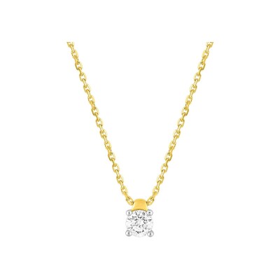 Collier en or jaune, or blanc et diamant 0.25ct