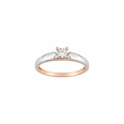 Solitaire en or blanc, or rose et diamant de 0.20ct