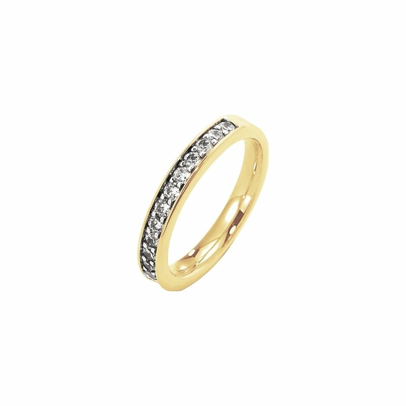 Half-set wedding ring, yellow gold and diamonds 0.38ct