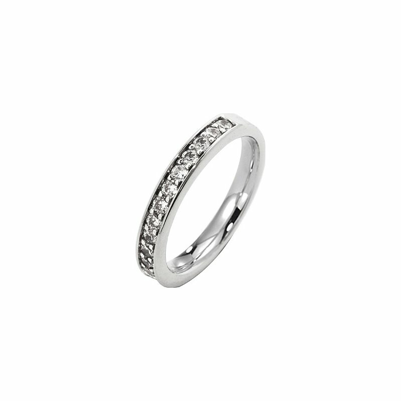 Half-set wedding ring, white gold and 0.38ct diamonds