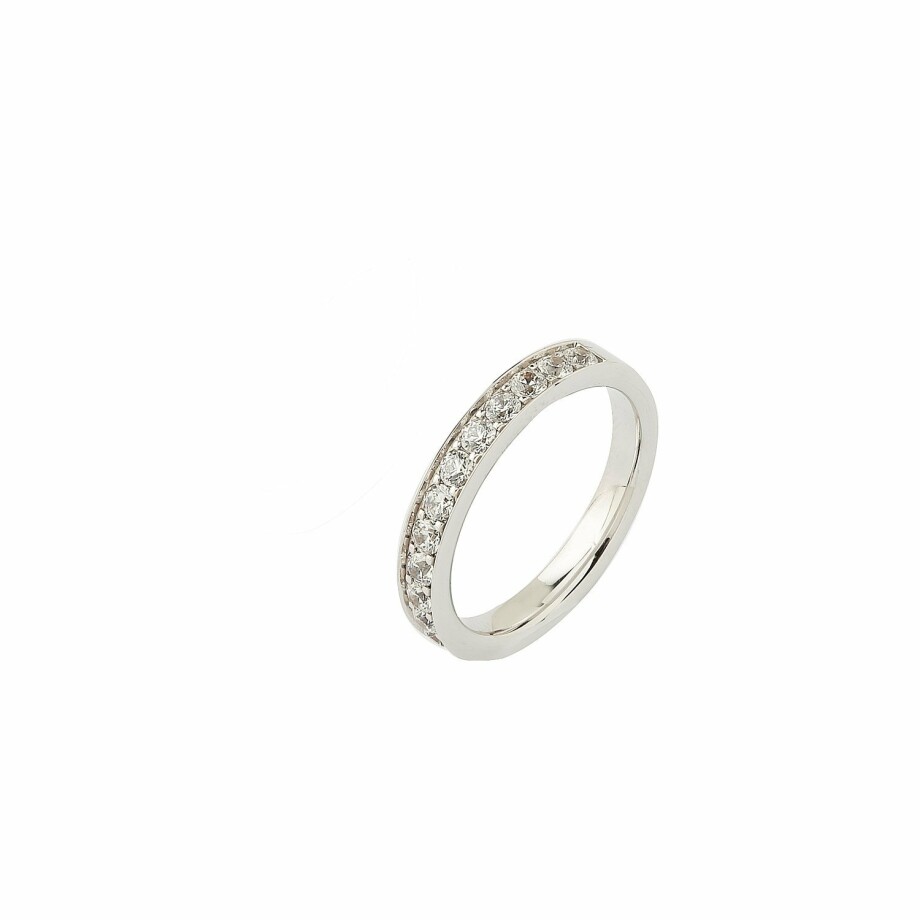 Half-set wedding ring, white gold and 0.65ct diamonds