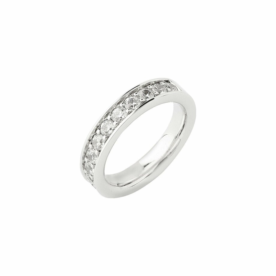 Half-set wedding ring, white gold and 1ct diamonds