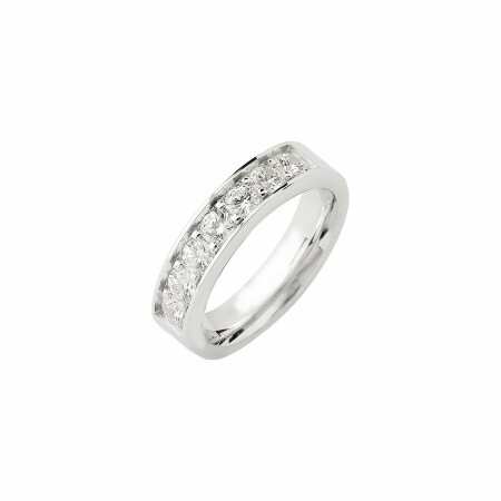 Alliance demi tour en or blanc et diamants de 1ct