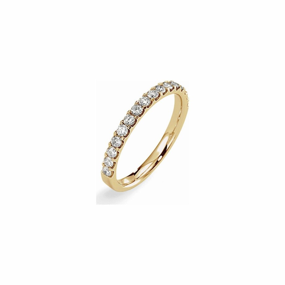 Half-set wedding ring, yellow gold and diamonds 0.50ct