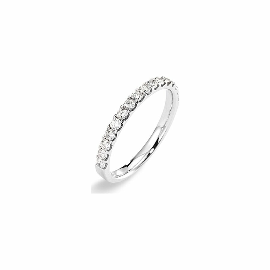 Half-set wedding ring, white gold and 0.50ct diamonds
