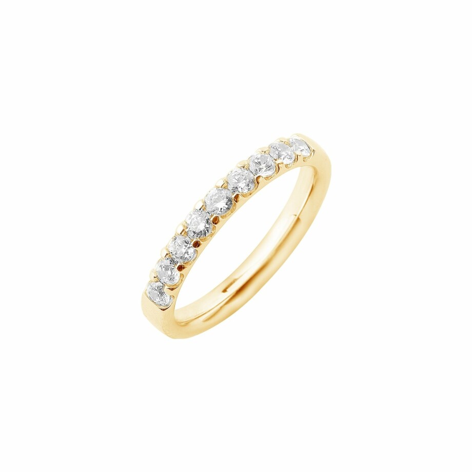 Half-set wedding ring, white gold and 0.50ct diamonds