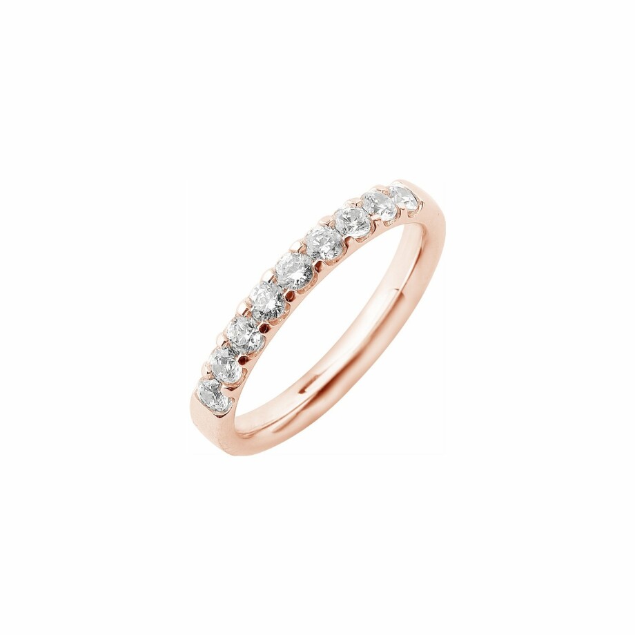 Half-set wedding ring, rose gold and 0.50ct diamonds