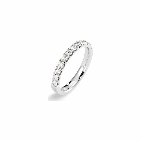 Alliance demi tour en or blanc et diamants de 0.75ct