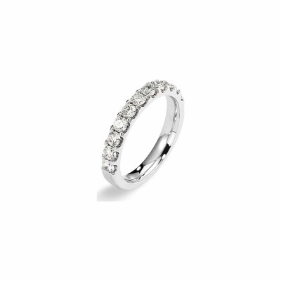 Alliance demi tour en or blanc et diamants de 1ct