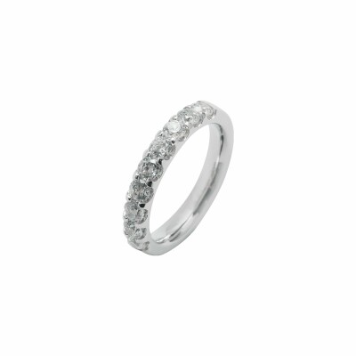 Alliance demi tour en or blanc et diamants de 1ct