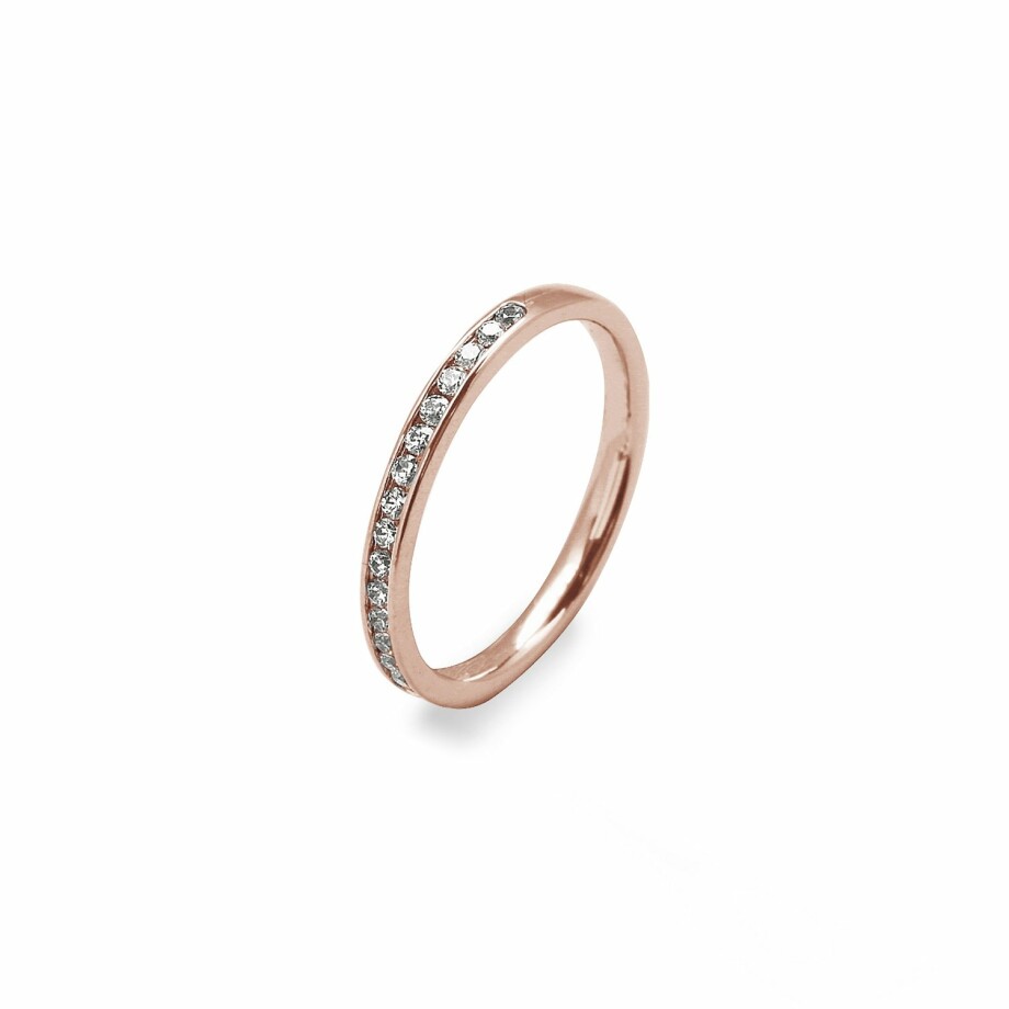 Half-set wedding ring, rose gold and 0.25ct diamonds