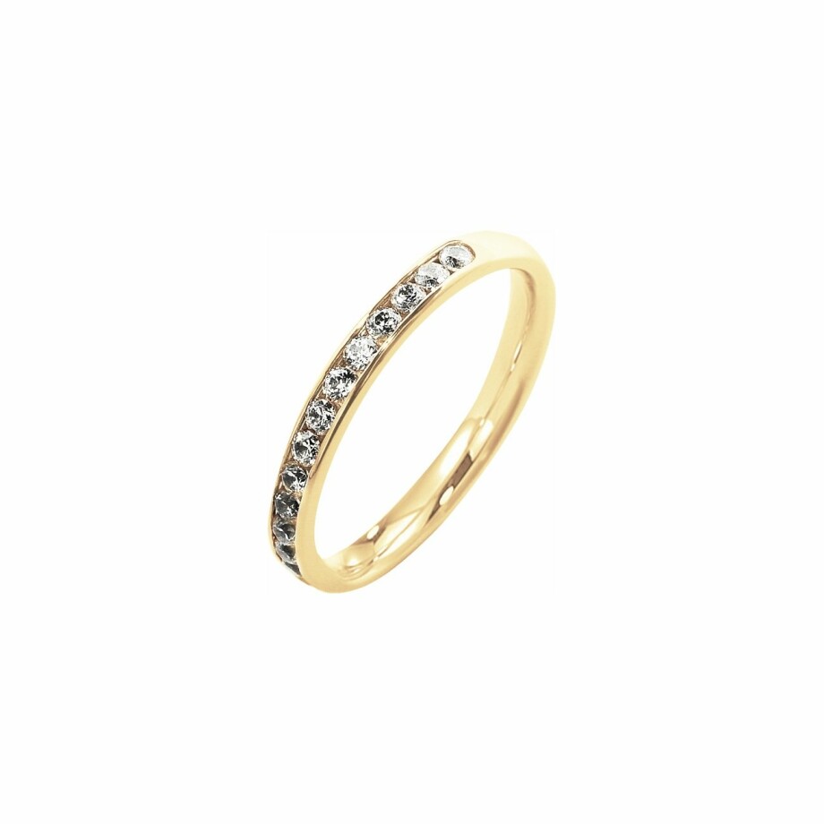Half-set wedding ring, yellow gold and diamonds 0.38ct