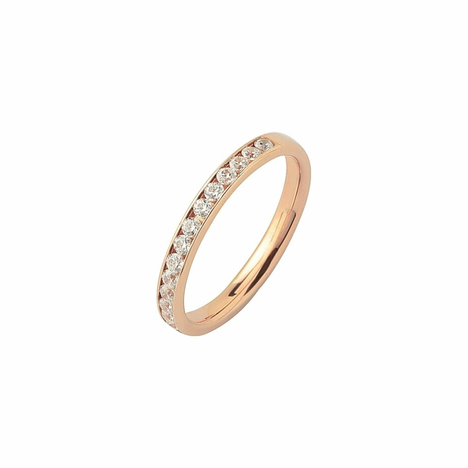 Half-set wedding ring, rose gold and 0.38ct diamonds
