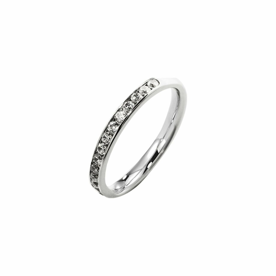 Half-set wedding ring, white gold and 0.38ct diamonds