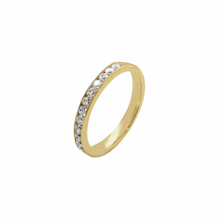 Half-set wedding ring, yellow gold and diamonds 0.50ct