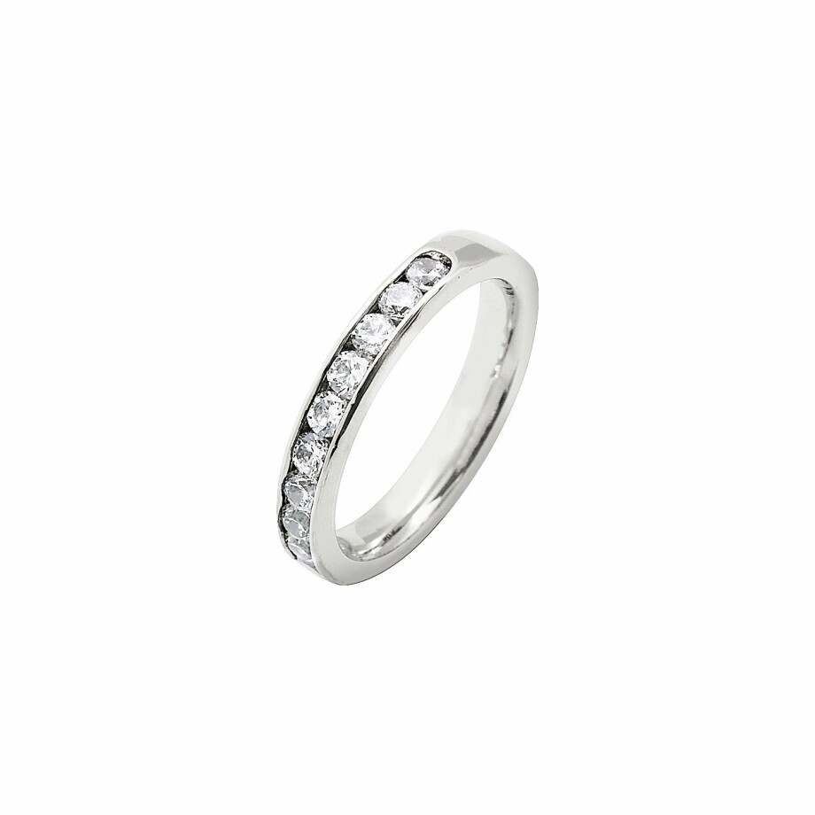 Half-set wedding ring, white gold and 0.75ct diamonds