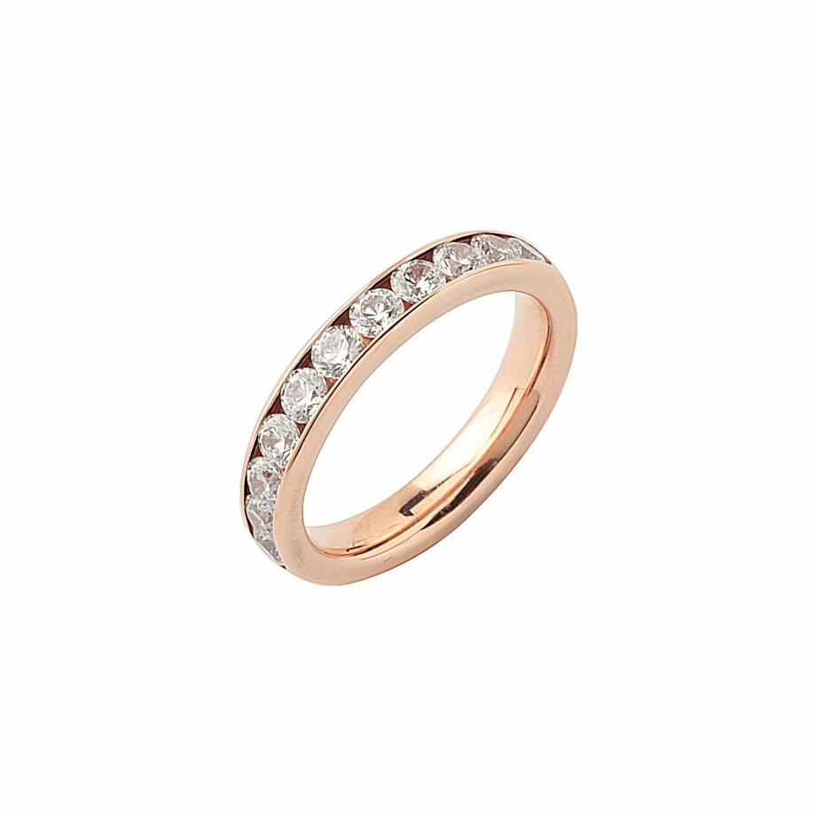 Half-set wedding ring, rose gold and 1ct diamonds