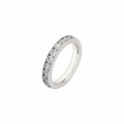 Alliance demi tour en or blanc et diamants de 1ct