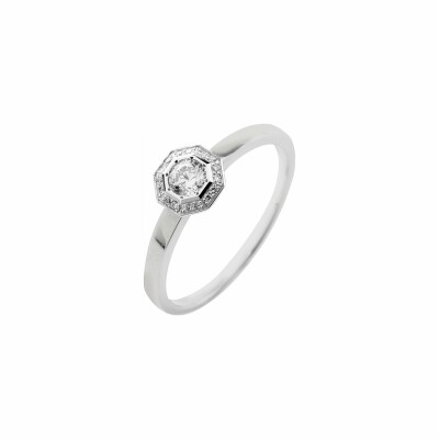 Solitaire Octogone en or blanc et diamants de 0.19ct