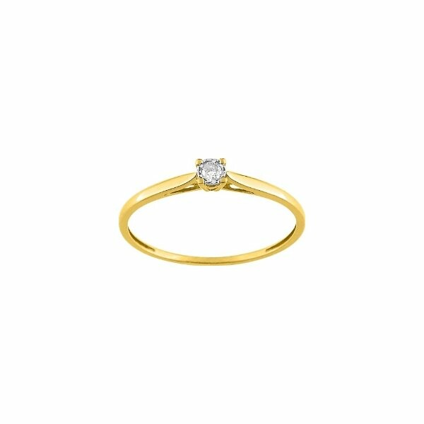 Solitaire en or jaune, or blanc et diamant de 0.03ct