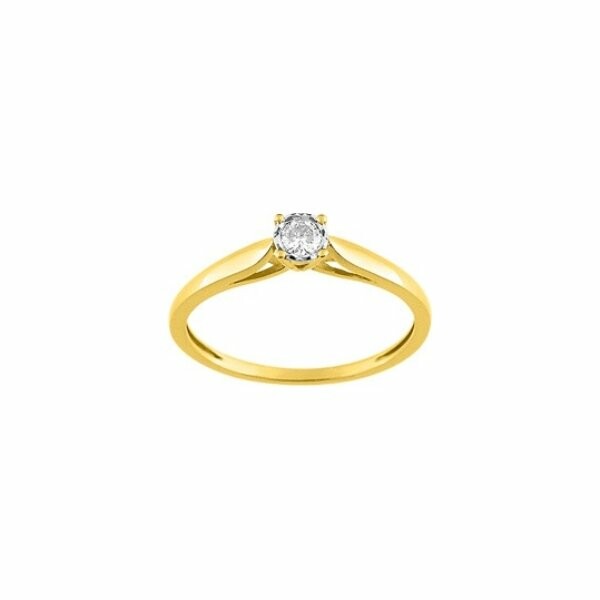 Solitaire en or jaune, or blanc et diamant de 0.10ct