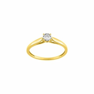 Solitaire en or jaune, or blanc et diamant de 0.10ct