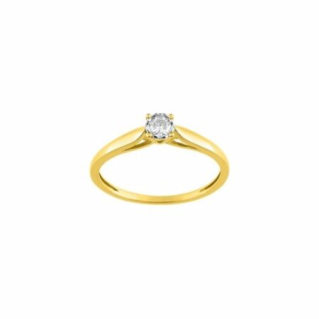 Solitaire en or jaune, or blanc et diamant de 0.10ct