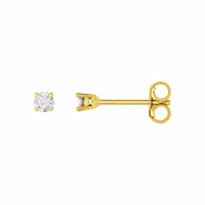 Boucles d'oreilles en or jaune et diamants de 0.03ct