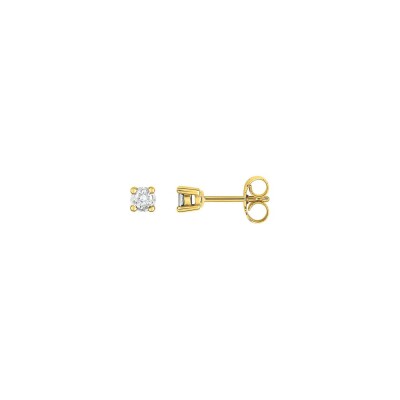 Puces d'oreilles en or jaune, or blanc et diamants, 0.14ct