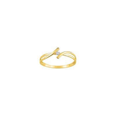 Bague en or jaune, or blanc et diamant 0.01ct