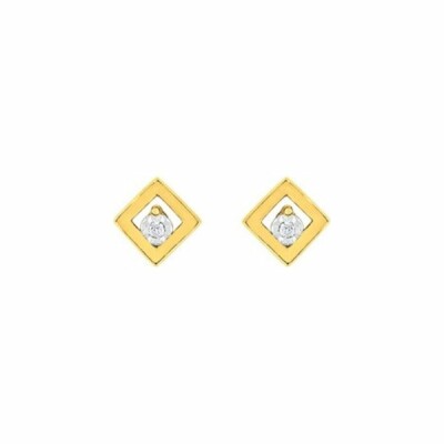 Boucles d'oreilles en or blanc, or jaune et diamants de 0.02ct