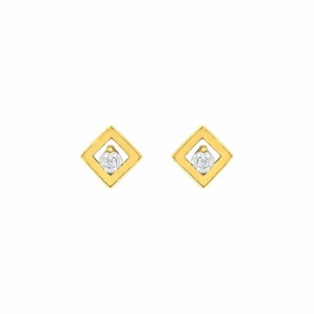 Boucles d'oreilles en or blanc, or jaune et diamants de 0.02ct