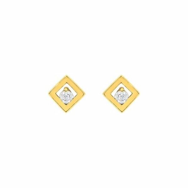 Boucles d'oreilles en or blanc, or jaune et diamants de 0.02ct