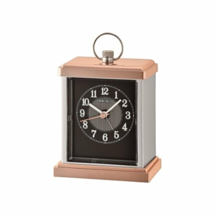 Horloge premium rectangulaire noire et dorée rose