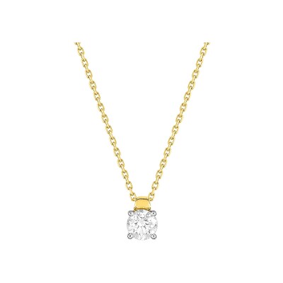Collier en or jaune, or blanc et diamant 0.40ct