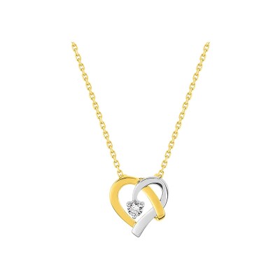 Collier en or jaune, or blanc et diamant 0.02ct