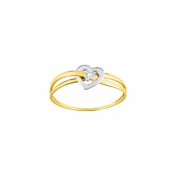 Bague en or jaune, or blanc et diamant de 0.006ct