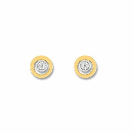 Boucles d'oreilles en or jaune, or blanc et diamants