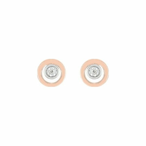 Boucles d'oreilles en or rose, or blanc et diamants de 0.01ct